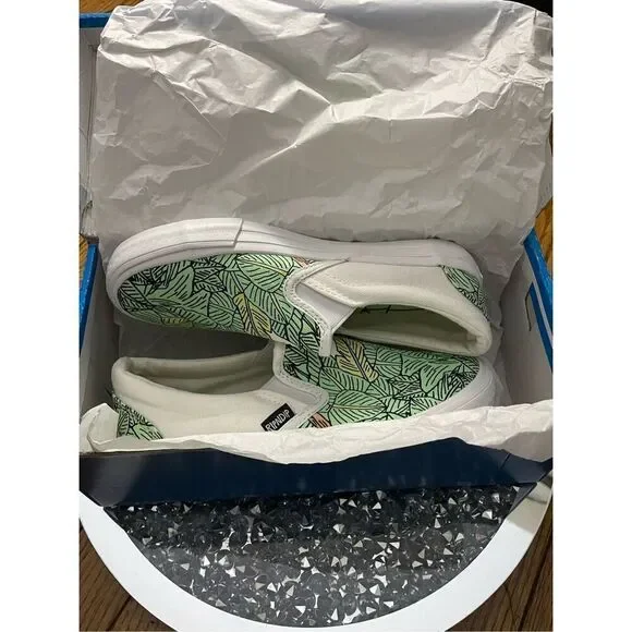 Ripndip lord normal the cat green tropical leaves slip on sneakers size 5W - Picture 3 of 16